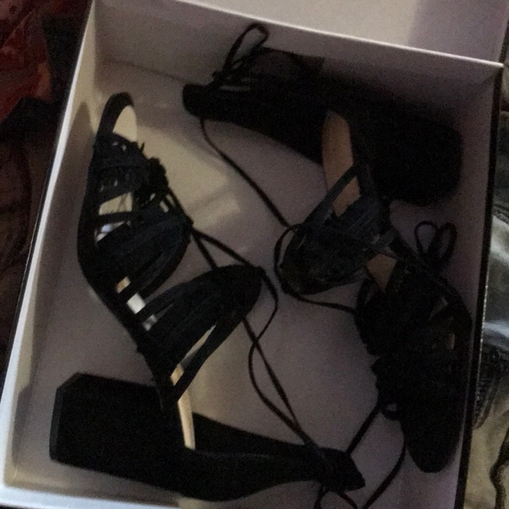 Scrappy block heeled sandals. Never worn